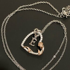 S925 Silver Heart Necklace with letter